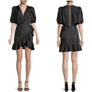 Ronny Kobo Mindy Puff Sleeve Mini Dress in Black